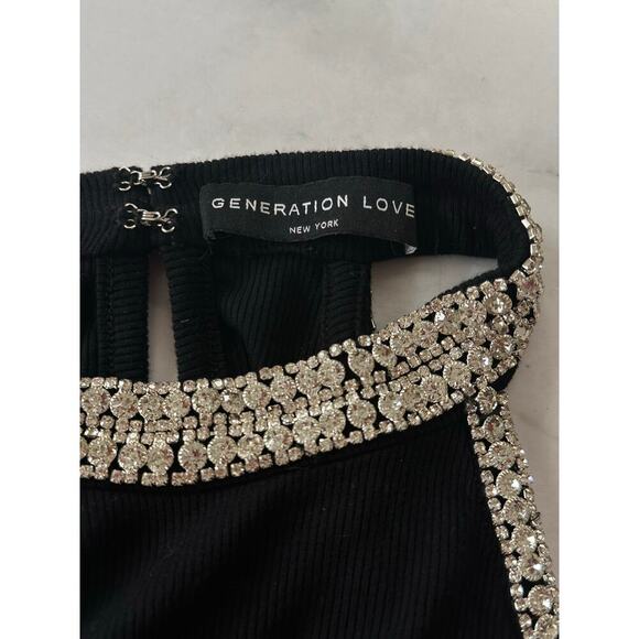 Generation Love Diane Black Sleeveless Razor Back Rhinestone Trim Top XS - Picture 8 of 8